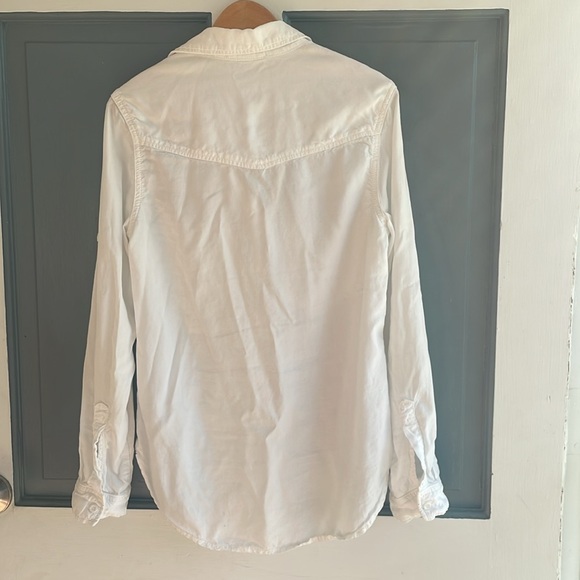 Cloth & Stone tencel white summer button shirt/shacket - Picture 6 of 7